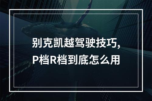 别克凯越驾驶技巧,P档R档到底怎么用